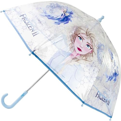 Frozen 2 Transparenter Regenschirm / Manuelle Öffnung, bestehend aus 8 Stangen und hochfestem Metallrohr – Offizielle Disney-Lizenz