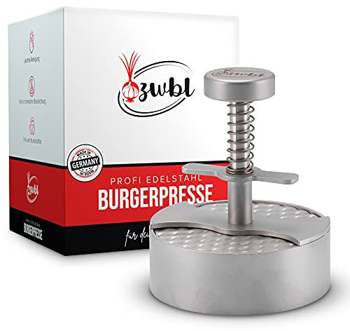 ZWBL Burgerpresse – Made in Germany – Edelstahl ist 100% spülmaschinengeeignet – Pattypresse in Profiqualität enthält keine chemische Beschichtung oder Kunststoffe