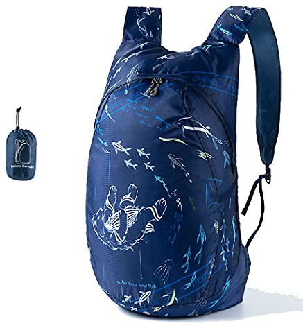 Abcsea 1 Stück Faltbarer Leichter Rucksack Tagesrucksack, Kleiner Ultraleichter Faltbarer Rucksack, Wasserfester Wanderrucksack, Outdoor Packbarer Reiserucksack Wasserdicht - Meeresboden