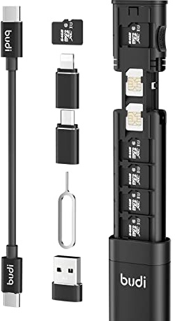 BUDI Multifunctional 9 in 1 Data Cable with USB Type-C Card Reader Micro SD Memory Card high-Speed Card Reader Adapter Suitable for Mobile Phone Cameras and Computers