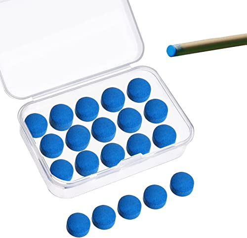 Udewo 20 Stück Queue-Spitzen, 10 mm Pool-Spitzen, blauer Diamant, Leder, Snooker-Queue-Spitze, Ersatzspitzen für Billardqueue und Snooker