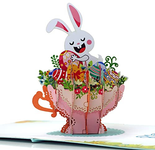 CUTPOPUP Happy Easter with Funny Bunny - 3D Card, Easter Card, Easter Greeting Card, 3D Easter Cards, Religious Easter Cards, Easter Bunny Card, 3-D Easter Cards, Pop Up Greeting Cards (Design 2)