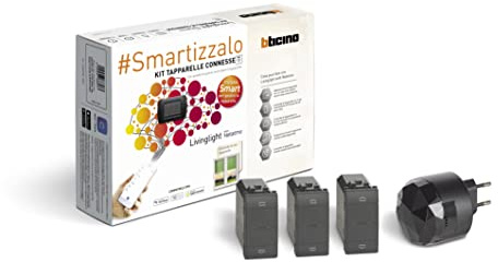 BTicino Kit Tapparelle Connesse Livinglight Smart SL3602KIT, Per Alzare/Abbassare le Tapparelle con App o Assistenti Vocali, 1 Gateway Plug-in Nero S36GWGC e 3 Comandi Tapparella Antracite L4027C