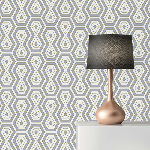 TADESSI Tapete Retro M1-No.1542 Vliestapete Grau Gold Geometrisch Grafik für Wohnzimmer Schlafzimmer Küche