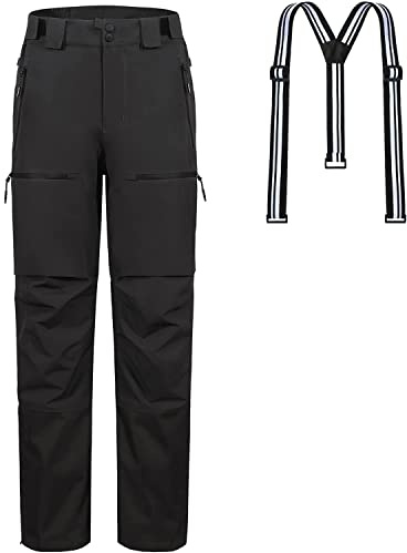Pioneer Camp Herren Skihose Gefüttert Hosenträger Ski Hosen Schneehose Snowboardhose Ski Alpin Eislaufen Skitourengehen Outdoorhose Schwarz L