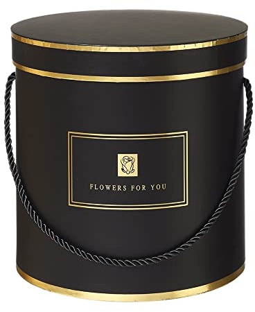 OASIS® Hamilton Hut Box mit Deckel (3er Set) Premium Qualität Rund Blumenkasten Geburtstag Hochzeit Valentinstag Weihnachten Party Gastgeschenkboxen für Luxus Blumen und Geschenkarrangements Schwarz