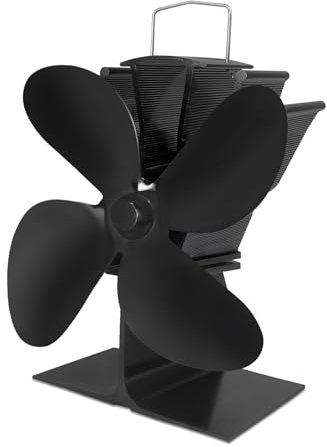 AufuN Ventilatore per camino a 4 fogli, alimentato da calore, funzionamento silenzioso ed ecologico, circola aria calda, ventilatore alimentato a calore per stufe, stufe a legna, camino