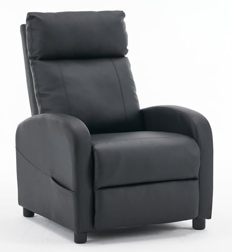 Requena Recliner Armchair, PU Leather Sofa Lounge Seating with Adjustable Leg Rest and Reclining Functions for Living Room HQ-8256 Black