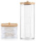 AIMIXUN 2 Piezas Dispensador de Bastoncillos, Dispensador para Bastoncillos de Algodón con Tapa de Bambú, Contenedor de Hisopos de Algodón, Contenedores de Almacenamiento de Plástico Transparent