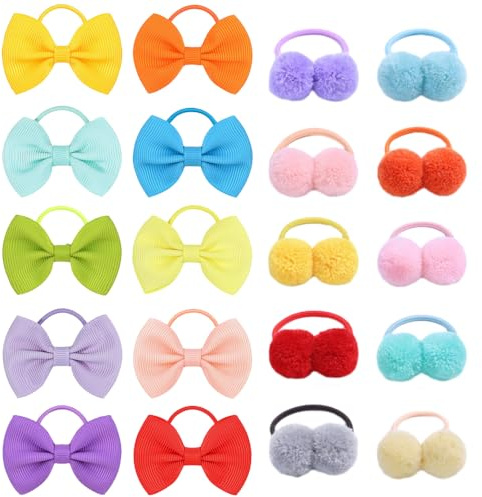 Csirnto Gomas de Pelo 20 Piezas Gomas de Pelo Niña Mini Bandas de Pelo Lazo de Pelo Elástico de Pelo Coletero de Niñas Colorido Banda para El Cabello Con Lazo para Coleta de Caballo