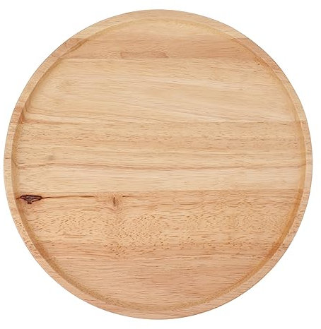 MCDSAJ Plateau à pizza rond en bois, planche à découper en bois, assiettes en bois, plateau de service pour charcuterie, outils de cuisine, 30 cm