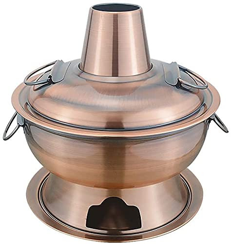 UNbit Hot Pot en cuivre, vieux pot chaud en acier inoxydable 304, pot chaud au charbon de bois, boîtier à l'ancienne, chaudière à feu de Mongolie, grattoir chaud, disponible en intérieur et en extérie