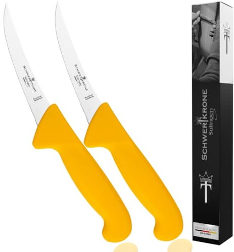 Schwertkrone Cuchillo de carnicero - Set Solingen Alemania Equipamiento de carnicero Cuchillo deshuesador Cuchillo de carnicero de vacuno/Cuchilla pulida 2 piezas