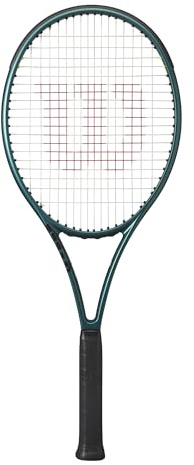Wilson Blade 100 V9 Strung Performance Tennis Racket - Grip Size 4 - 4 1/2, Strung with Sensation 16 Natural at Mid Range Tension