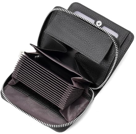 SENDEFN Geldbörse Damen aus Leder, Geldbeutel mit Viele Fächer, Portemonnaie klein, RFID-Schutz Kartenhalter mit Reißverschluss und viele Fächer, Geldbeutel