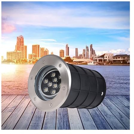 ZLRBN Lámpara Empotrable En El Suelo Luces Subterráneas Ajustables Enterrado Redondo Empotrado Luces Estancopara Césped de Parque Cuadrado (Green light,9W)