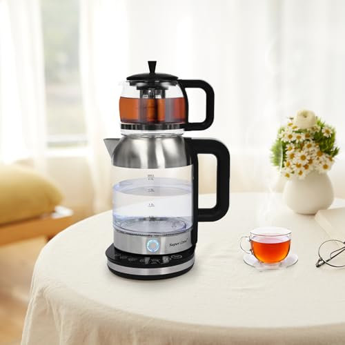1800 W Bouilloire Électrique Bouilloire D'eau Chaude Bouilloire Portable Avec Réglage Température Bouilloire Double Théière