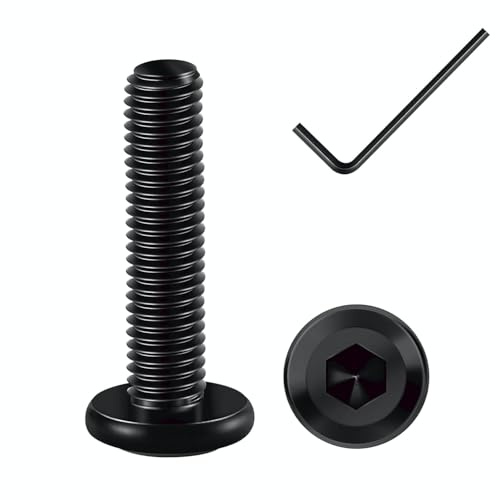 Flachkopfschrauben 25 Stück M8 x 40 Schrauben,Linsenkopfschrauben Innensechskant,Kohlenstoffstahl Vollgewinde Schwarzes Oxid mit Hex Key (M8-45MM)