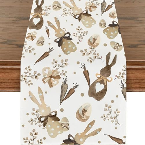 Ostern Deko Tischläufer, Ostern Hasen Ei Tischdeko Tischläufer, 183*33cm,#A | Sackleinendruck, Heimdekoration Tischdecke Ostern Frühlingsparty Geburtstagsparty Tischdeko
