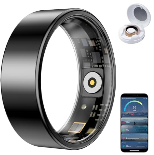 HPLSZCN Smart Ring, Size First, Health Ring No App Subscription, Heart Rate, Blood Oxygen, Fitness Monitor, Sleep Tracker, Women’s Health, Up to 7-Day Battery, Smart Rings for Men/Women (Black, 12)