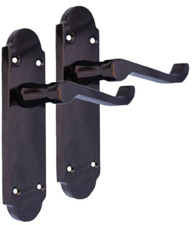 Epsom Door Handle Black Nickel Scroll Door Handle Set – Victorian Style Internal and External Lever Handles with Backplate (170mm x 42mm)