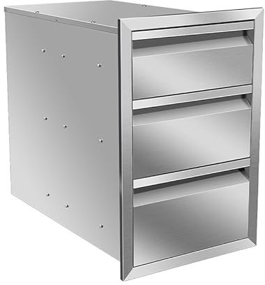 KYZTMHC Outdoor-Küchenschubladen aus Edelstahl, 3-stufige Wandhalterung mit Griff, für die Außenküche(40.6 Wx53.3 Hx58.4 D cm)