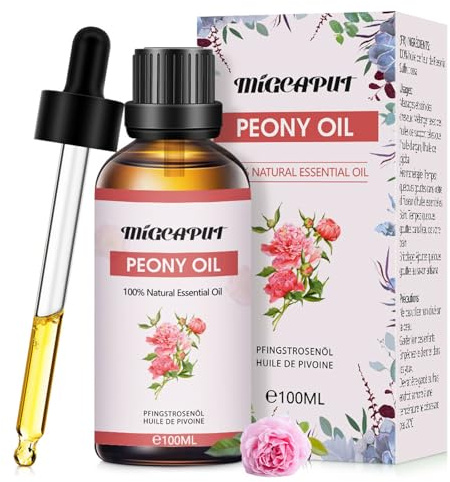MIGCAPUT Aceite Esencial de Peonía 100ML, 100% Natural Aceites Esenciales de Aromaterapia para Humidificador Difusor, SPA, Masaje, Dormir, Jabón Artesanal