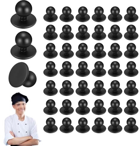 100 Stück Kugelknöpfe für Kochjacken Kochjackenknöpfe aus Kunststoff Schwarz Runde Knöpfe für Alle Gängigen Kochjacken mit Kugelknöpfen