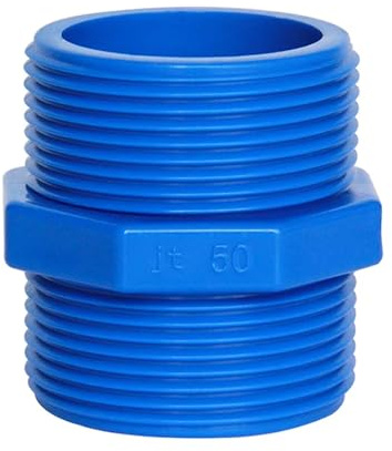 1/2 3/4 1 1-1/4 1-1/2 2 BSP Double Male Thread 20/25/32/40/50/63mm Straight UPVC Pipe Fitting Water Connector 3-Color(Blue,25mm(3l4))