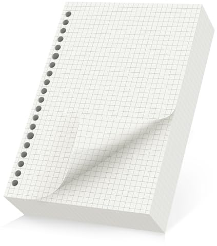 Yarotm Nachfüllpapier A5 Kariert - 14x21cm 100GSM Refillable Paper für Ring Binder Notizbuch - 180 Blatt A5 Ringbuch Einlagen - 20 Loch Nachfülleinlagen - Nachfüllbare Kariert 5mm Papier