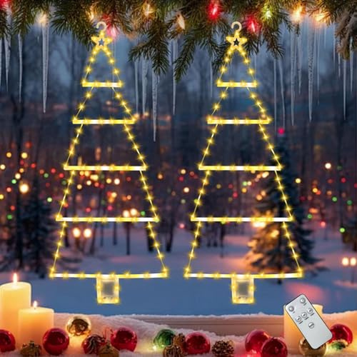 GZWY Weihnachtsdeko Fenster Beleuchtet, 87cm Hoch LED Weihnachtsbeleuchtung Fenster mit Timer, 8 Modi, LED Weihnachtsbaum Fensterdeko Weihnachten, Wasserdicht Lichterkette Weihnachtsdeko Innen Aussen