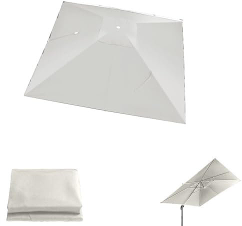 Tettoia di ricambio per ombrellone quadrato da 3 m, 8 stecche, protezione UV, copertura per ombrellone da esterno, ricambio per ombrellone da spiaggia, impermeabile, colore beige, Beige, 3x3m(10' x 10