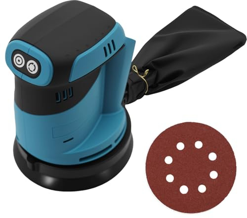 ANEELV Levigatrice orbitale da 125 mm con 6 livelli di potenza, compatibile con batteria Makita da 18 V, levigatrice orbitale per levigare, lucidare e levigare superfici (senza batteria)