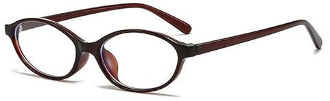 Long Keeper Ovale Blaulichtfilter Brille für Damen Herren Katzenauge Rahmen Ohne Stärke Computerbrille Y2k Kleine Oval Blaulichtbrille Anti Müdigkeit (Dunkelbraun Klar)