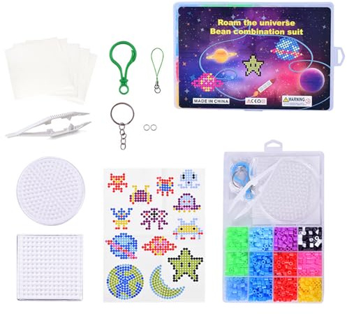 LEBKFT 1200pcs Fuse Beads Kit for Kids, 5mm Iron Beads with Pegboards Tweezers and Ironing Papers and Accessories Home School Arts Birthday Gifts Creative DIY Craft Set for Ages 5+ Boys and Girls