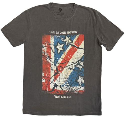 Rock Off officially licensed products The Stone Roses Waterfall Jumbo Print Stone Wash T Shirt S