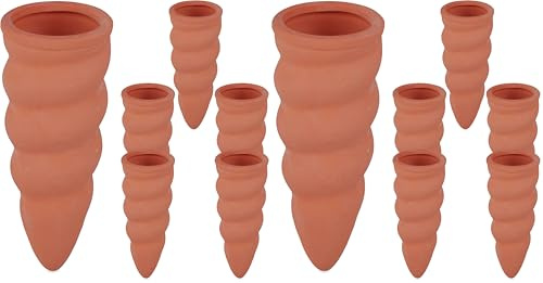 Relaxdays Tonkegel Bewässerung, 6er Set, Gießkegel für 1,5 l PET-Flaschen, für Zimmerpflanzen & Balkonkästen, terrakotta (Packung mit 2)