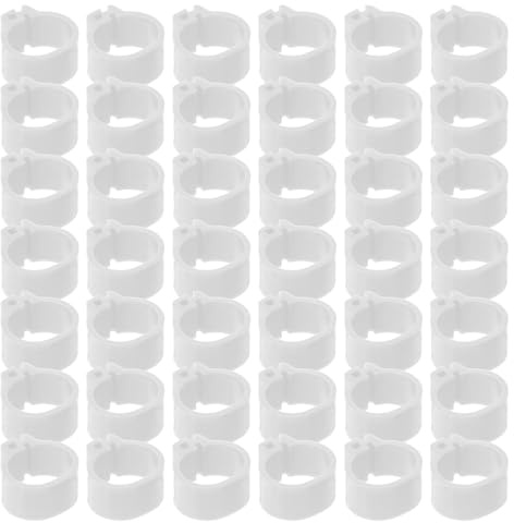 BESTOMZ Bagues D’Identification pour Pigeons 10 Mm en Plastique Blanc, 100 Pièces, Anneaux à Clipser Légers pour Pattes D’Oiseaux, Accessoires pour Volaille et Élevage, Utilisation Facile