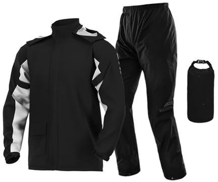 Uqezagpa Motorcycle Rain Suit Waterproof Breathable Work Rain Jackets Pants Reflective Raincoats Rainwear for Men Cold-proof Motorbike Jackets
