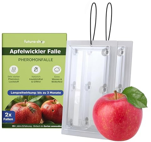 Apfelwickler Pheromonfalle Set - Apfelmadenfalle zum Aufhängen am Apfelbaum - Apfelwickler, Apfelspinner bekämpfen mit Obstmadenfalle (2, 2er Set - Apfelwickler)