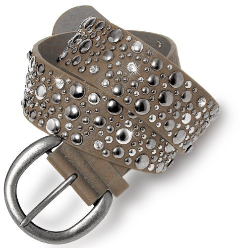 Caspar GU248 Damen Breiter Gürtel Taillengürtel mit Nieten und Strass, Gürtelgröße:95, Farbe:khaki