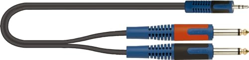 QUIK LOK - RKSA/140-1 MINIJACK STEREO/2 JACK MONO Cavo Adattatore Quik Lok ROK SOLID, Minijack Stereo / 2 x Jack Mono, Colore nero, Lunghezza 1 mt
