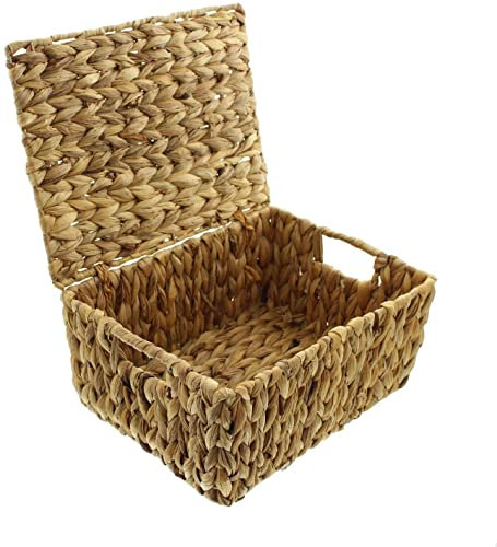 Universaltruhe aus Wasserhyazinthe mit Deckel, Aufbewahrungstruhe, Schatzkiste, Spielzeugtruhe (klein)