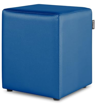 Happers Sitzwürfel aus Kunstleder Blau. Sitzhocker und Fußstütze für das Wohnzimmer oder Schlafzimmer