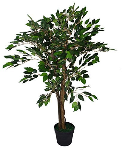 Leaf Artificial Tree/Plant, Dark Green Ficus, 90cm