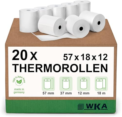 20 Thermorollen 57 mm x 18 m x 12 mm Ø 40mm Passend für Ingenico ITW ITL 250 200 Bonrollen, Kassenrollen, Thermo-Bonrollen