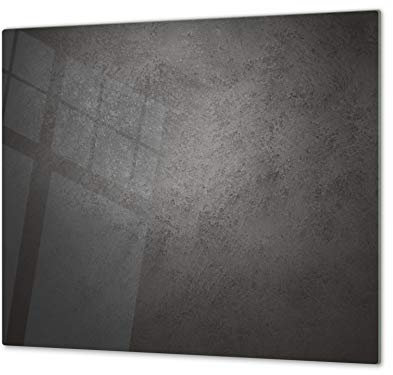Planche à découper en verre trempé et couvre-cuisinière – Résistant à la chaleur et aux bactéries – UNE PIÈCE (60x52 cm) ou DEUX PIÈCES (30x52 cm chacune); D10B Série Textures: Béton Sombre
