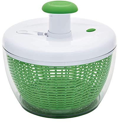 Farberware Easy to use pro Pump Spinner with Bowl, Colander and Built in draining System for Fresh, Crisp, Clean Salad and Produce, 6.6 Quart, Green