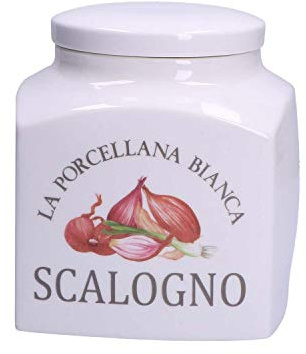 La porcelana blanca - Tarro contenedor escalogno - Conserva, botes y contenedores - Tarros de cocina - Porcelana - 1800 CC; 12 x 12 x 16 cm