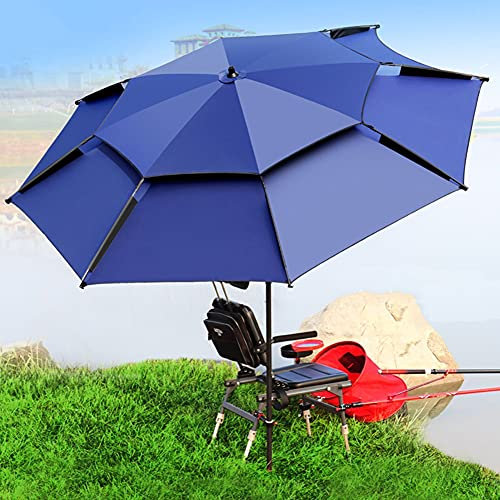 Refue Ombrellone da Spiaggia Protezione UPF 50+, Ombrellone da Giardino da Esterno, ombrellone da Mare Portatile Grosso,Ultra Leggero, Inclinabile, con Sacca, Ancoraggio, Blu (Size : 240CM/7.8ft)